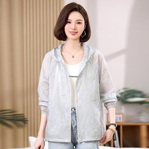 雀说轻薄防晒衣女外套新款休闲连帽印花薄款透气防晒服AL5501 商品图5