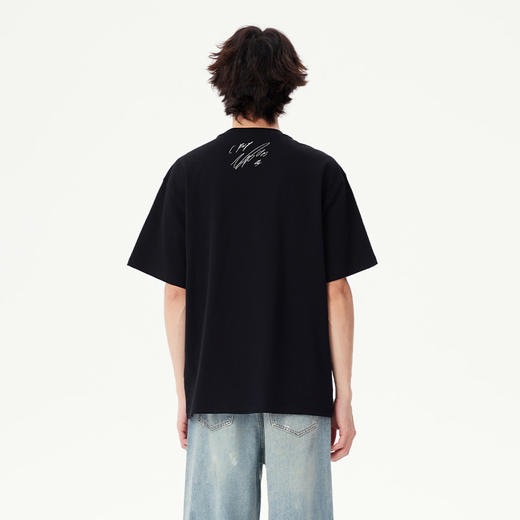 YKYB黄子韬短袖T恤刺绣签名TCALLME情侣全棉趣味上衣Y52NDT002 商品图3