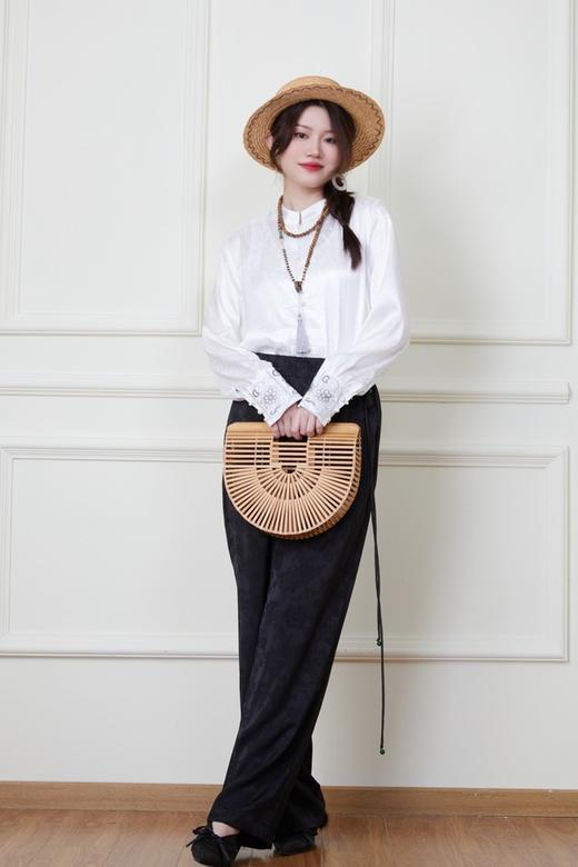 ANSUABEL 新中式暗纹提花阔腿裤 20139 商品图2