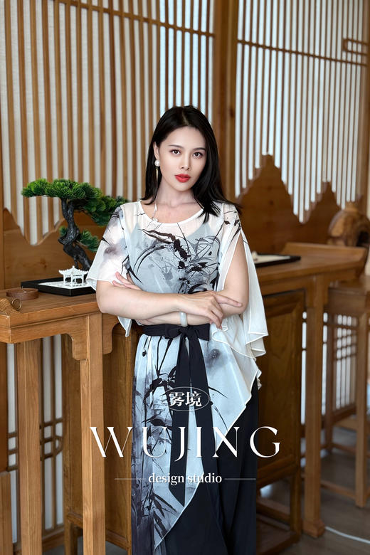 【雾境定制】晚风听竹系列设计感不规则上衣 3205076 商品图2