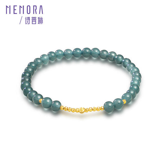 【新品首发】翡翠手链 中国风黄色18k金蹦迪珠翡翠手串手链女士礼物MEMORA诗普琳JB002302 商品图3