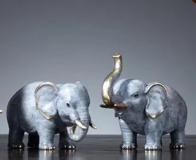 朱炳仁铜福禄双象（小）（6#低头象）