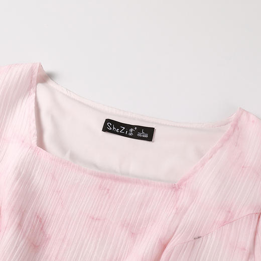 奢姿大码女装2025夏季减龄清冷遮肉印花连衣裙胖妹妹方领时尚裙子9952858209 商品图2