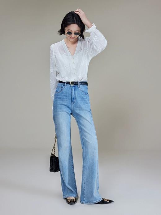 美人鱼大长腿美洋琉璃牛仔裤弹力氧气感微喇裤 商品图9