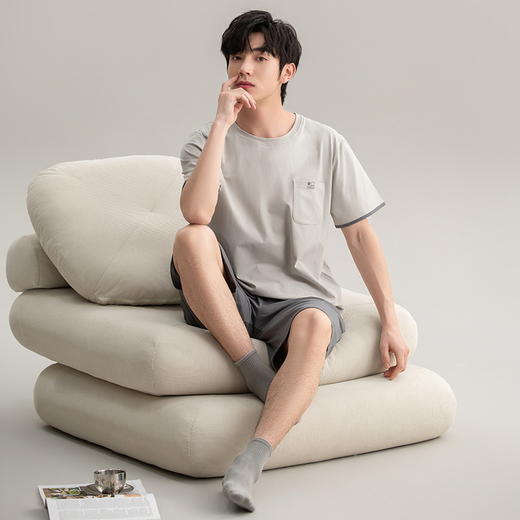 红览睡衣男款夏季纯棉短袖短裤新款套装男生家居服韩式夏款AL66011 商品图1