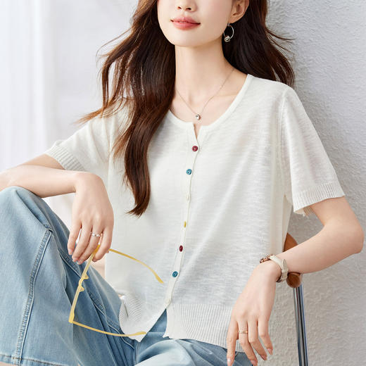 雀说新款时尚短袖针织衫女AL54082 商品图0