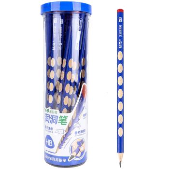 晨光（M&G）文具铅笔HB洞洞铅笔30支 小学生开学练字铅笔 儿童正姿矫姿 三角木杆沾顶易抓握 AWP30718 商品图2