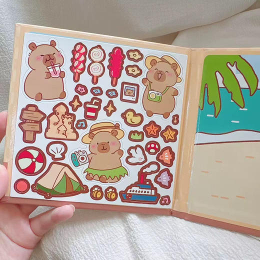 青壹坊卡皮巴拉的旅行安静书学生手账磁力贴纸DIY卡通软磁本子（图案随机） 商品图2