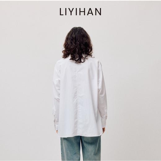 LIYIHAN  白上白几何拼接设计感纯棉衬衫休闲时尚简约 商品图1