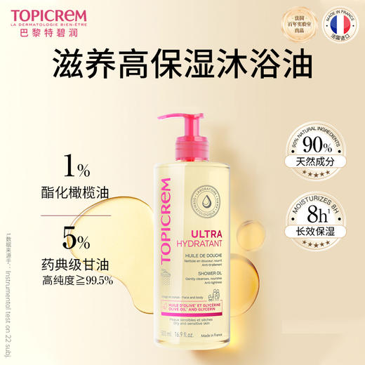 【可用于脸部/身体】Topicrem特碧润高保湿舒润沐浴油 500ml/1000ml 商品图2