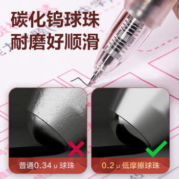 得力（deli）考试专用按动中性笔 中高考可用 0.5mmST头速干顺滑考试笔刷题笔学生中性笔 黑色5支/盒 V1-S5 商品图5