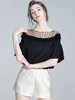 超值购【诗铭洛可】6363 短袖肌理蕾丝网纱拼接喇叭袖上衣A3-3 商品缩略图0