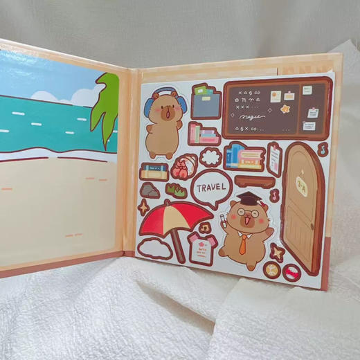 青壹坊卡皮巴拉的旅行安静书学生手账磁力贴纸DIY卡通软磁本子（图案随机） 商品图3