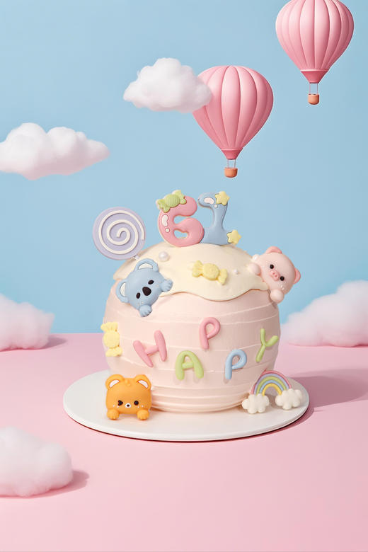 【限定】6寸可爱61动物乐园-61主题蛋糕-进口动物奶油 商品图1