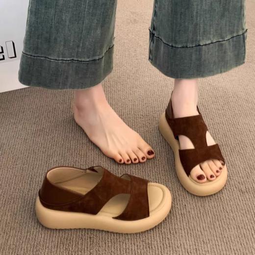 🔥很显腿细😍【  夏日厚底露趾两穿凉鞋】🌺 上脚显白舒适增高 💎 暴走一天完全不累脚🔥 商品图3