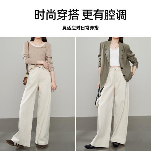 【天然全棉阔腿裤】逸阳秋款宽松显瘦宽直筒牛仔长裤子5892 商品图4