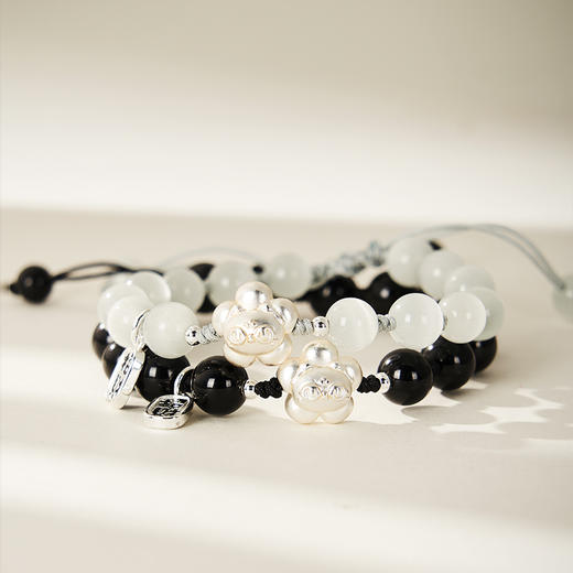 大英博物馆 巴斯特系列 花漾喵语 猫眼石 黑曜石 手绳手链 商品图2