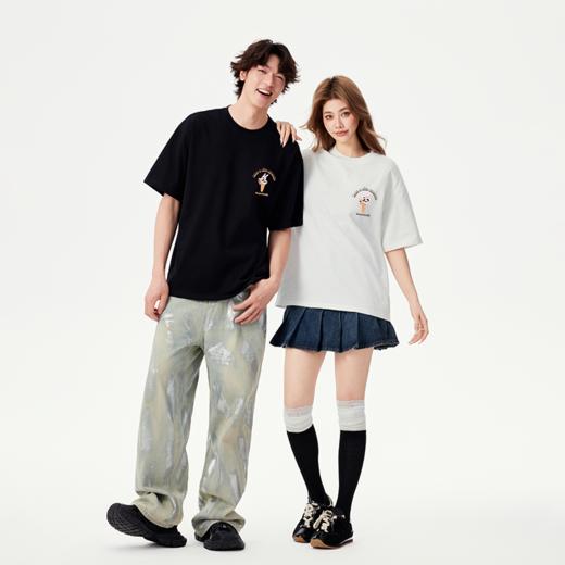 YKYB黄子韬短袖T恤全棉舒适透气耐穿萌宠冰淇淋时尚潮流热转印鲜艳上衣Y52NDT106 商品图4