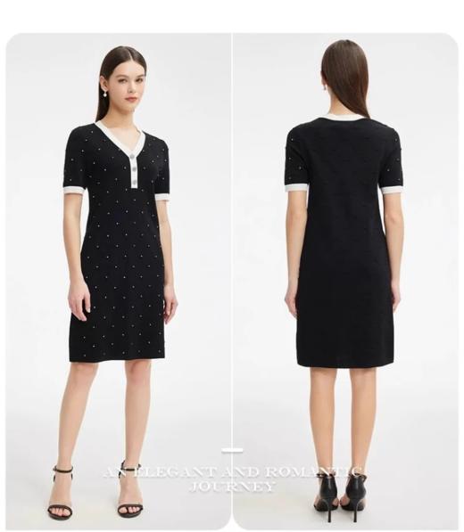 S1M1马天奴 V领钉珠针织连衣裙MRS612SWH0 商品图3