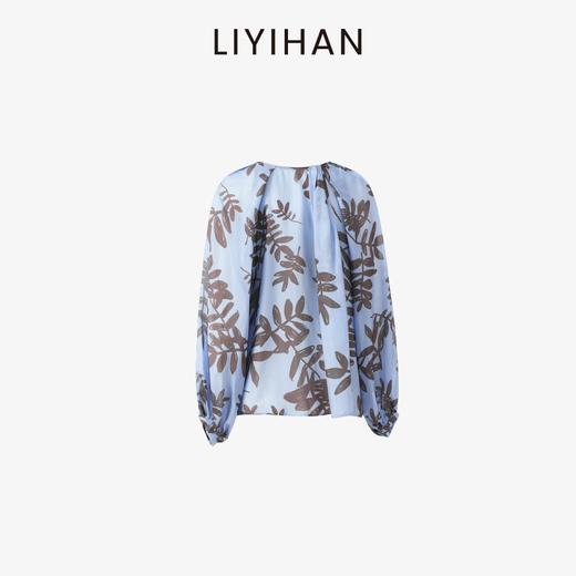 LIYIHAN花影  桑蚕丝圆领印花上衣度假休闲透气衬衫 商品图4