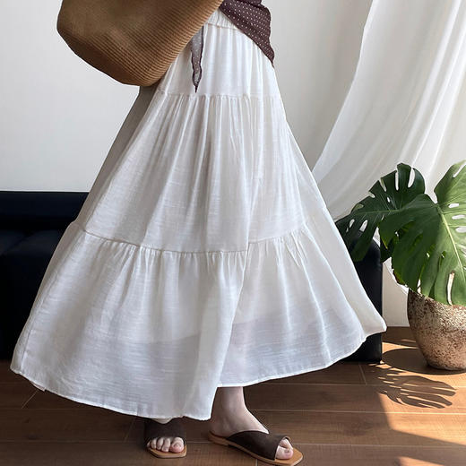 小野日记 氛围感 压褶棉麻 文艺中长裙 半身裙 XY-F-7262 商品图7