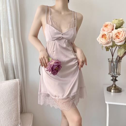 【性感露背睡裙】睡衣女冰丝性感夏季女士睡裙带胸垫蕾丝美背睡衣纯欲家居服。ry 商品图4
