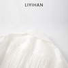 LIYIHAN  25夏棉褶皱纯色翻领短袖衬衫白色大翻领衬衫高级感 商品缩略图3
