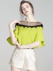超值购【诗铭洛可】6363 短袖肌理蕾丝网纱拼接喇叭袖上衣A3-3 商品缩略图2