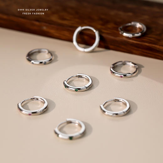 【彩漪】s999纯银微镶锆石耳环【YXS-E5125】 商品图1