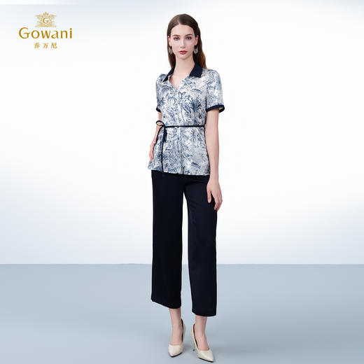 乔万尼新品2025真丝印花衬衫收腰显瘦上衣ED2C435 商品图3