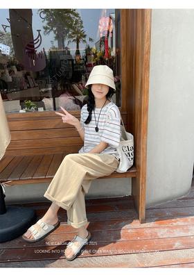 休闲套装！2025新款纯棉T+水洗棉休闲裤套装！夏季简约裤子俩件套