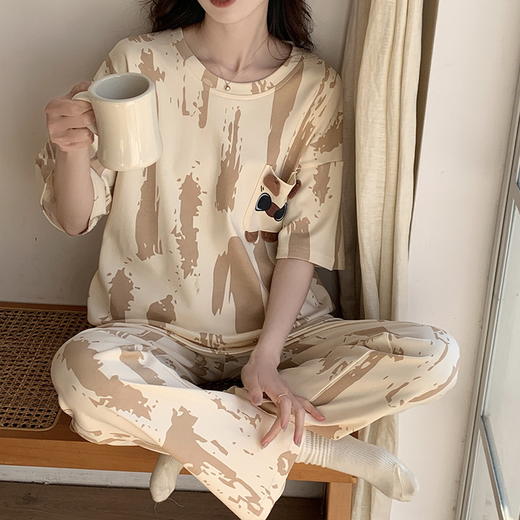 夏季薄款2025年短袖睡衣女卡通学生圆领夏天可外穿家居服 商品图1