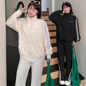 超值购【诗铭洛可】W1146立领学院风白➕粉两道杠春秋休闲单件外套A15-1