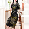 丁摩重磅真丝弹力缎高端大牌大码连衣裙女新款夏季桑蚕丝裙AL0307 商品缩略图0