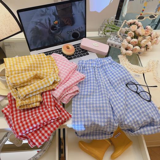 【一眼就爱上的格子裤29.9起/2条】亲子款80-180码儿童夏季韩版百搭长裤男女童休闲格子直筒长裤亲子款宽松透气聚 商品图5