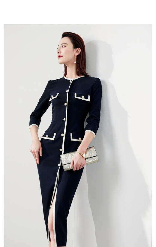 “斯嘉丽琴音”J20183857 颈袖添香季新款时尚OL修身包臀气质职场装连衣裙J3857T1X5 商品图1