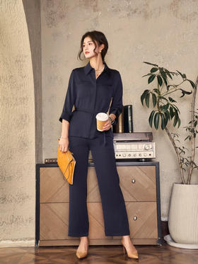 女士七分袖真丝套装