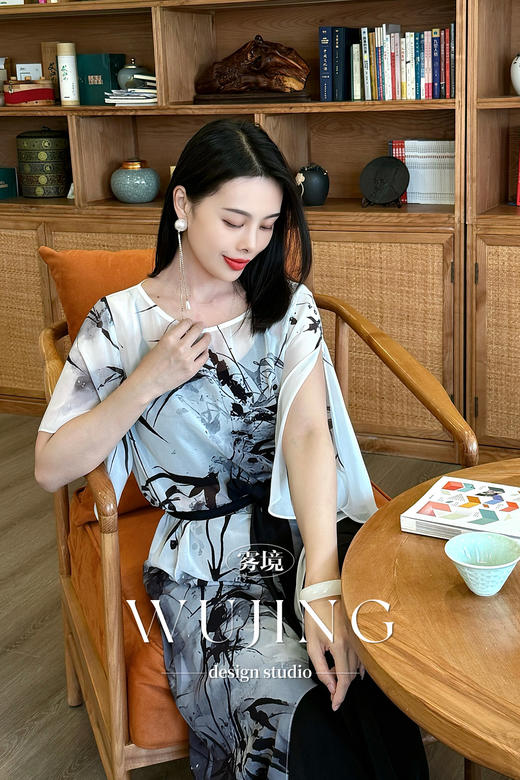 【雾境定制】晚风听竹系列设计感不规则上衣 3205076 商品图7