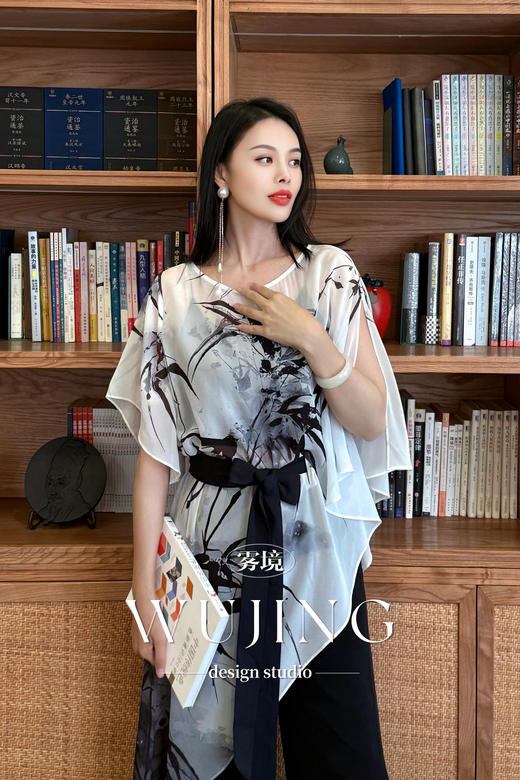 【雾境定制】晚风听竹系列设计感不规则上衣 3205076 商品图3