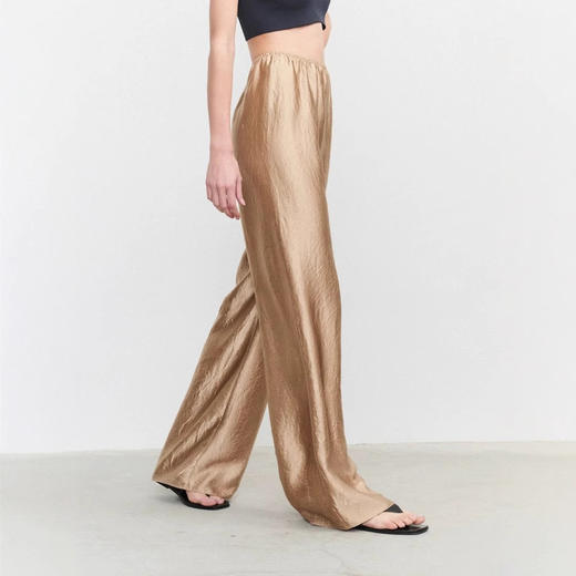 不易皱！2025高端进口新中式三醋酸面料缎面加长高个子直筒阔腿长裤女夏款！ 商品图2