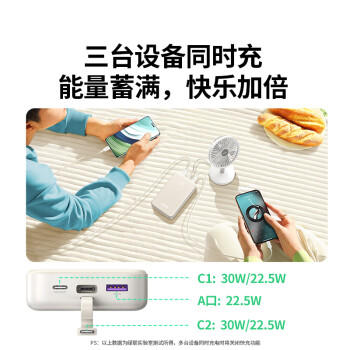 绿联【3C认证可上飞机】充电宝自带线20000毫安30W快充 大容量小巧移动电源 适用苹果iPhone17小米华为 商品图1