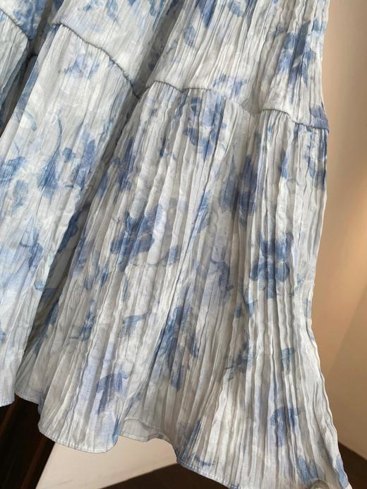 夏日浪漫印花裙飘逸大裙摆褶皱高腰显瘦半裙 商品图10