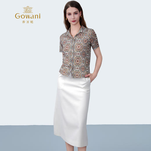 乔万尼2025夏季新品弹力舒适定制印花短袖衬衫ED2C479 商品图2