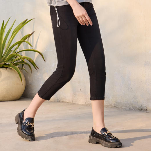 半身缘女裤 夏季柔软弹力纯棉修身铅笔牛仔裤252202E40102818 商品图2