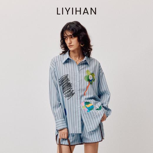 LIYIHAN稿线  高密重磅条纹印花衬衫翻领随性廓形松弛感 商品图2