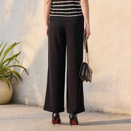 半身缘女裤 夏季丝滑宽松中直筒半松紧腰休闲裤252102E10302832 商品图1