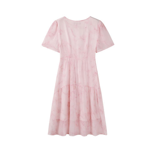 奢姿大码女装2025夏季减龄清冷遮肉印花连衣裙胖妹妹方领时尚裙子9952858209 商品图1