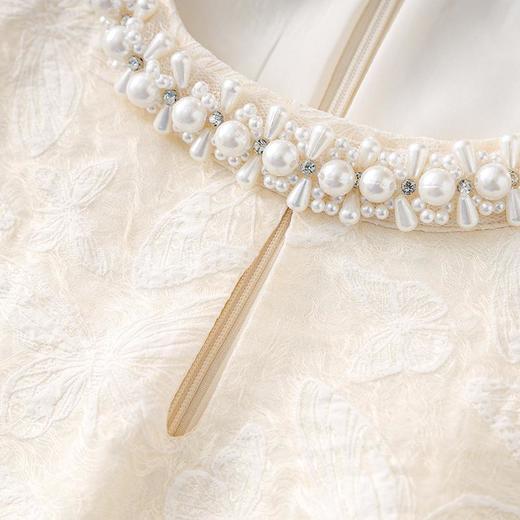 「高货wl」全新升级【铂金会员395/天猫529/差价134】(10517)洛诗琳重工浮雕提花连衣裙2025夏季法式钉钻气质收腰裙 商品图3