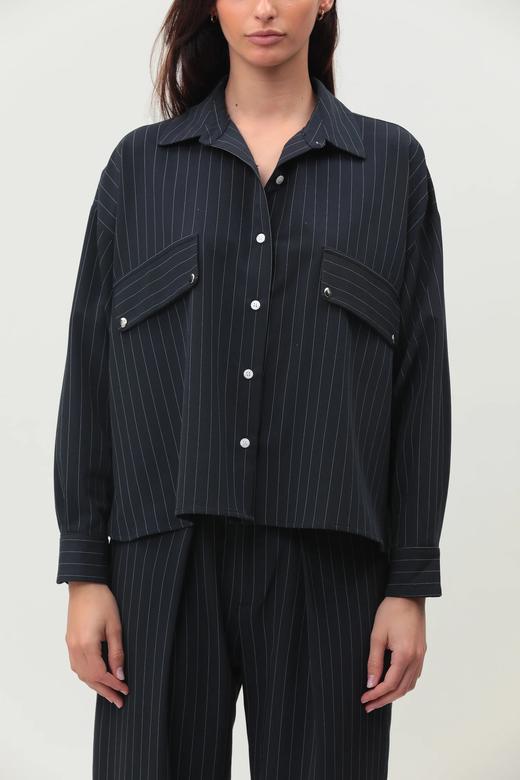 Ginette Garde  ANGELE衬衫 / GABRIEL阔腿裤-藏青条纹 商品图6