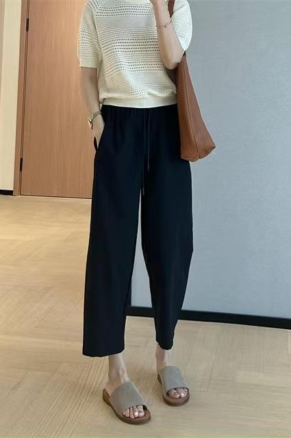 松弛感奶奶裤显瘦四面弹凉感抗皱高腰哈伦裤薄款九分休闲裤 商品图7